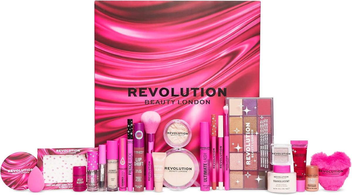 Revolution 24-Day Advent Beauty Calendar 2026, Christmas Makeup Gift Set