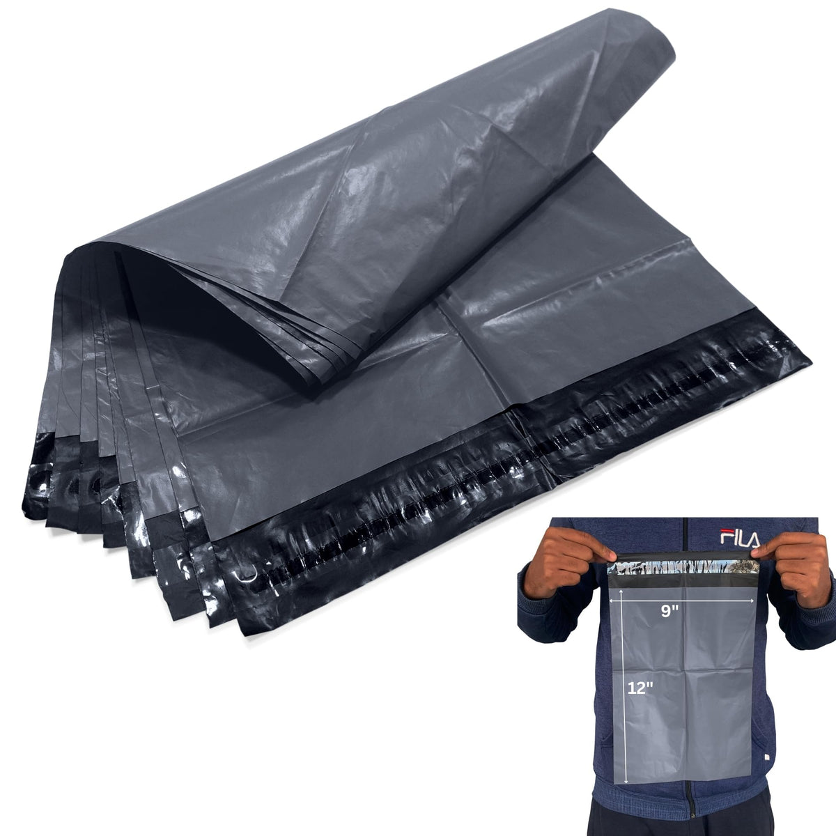 JeeJaan® 200 Small Grey Parcel Bags 4" x 6" (102 x 152mm) Strong Poly Mailer Small Postage Mailing Bags Courier Shipping Postal Bags - Posting Packing Envelopes