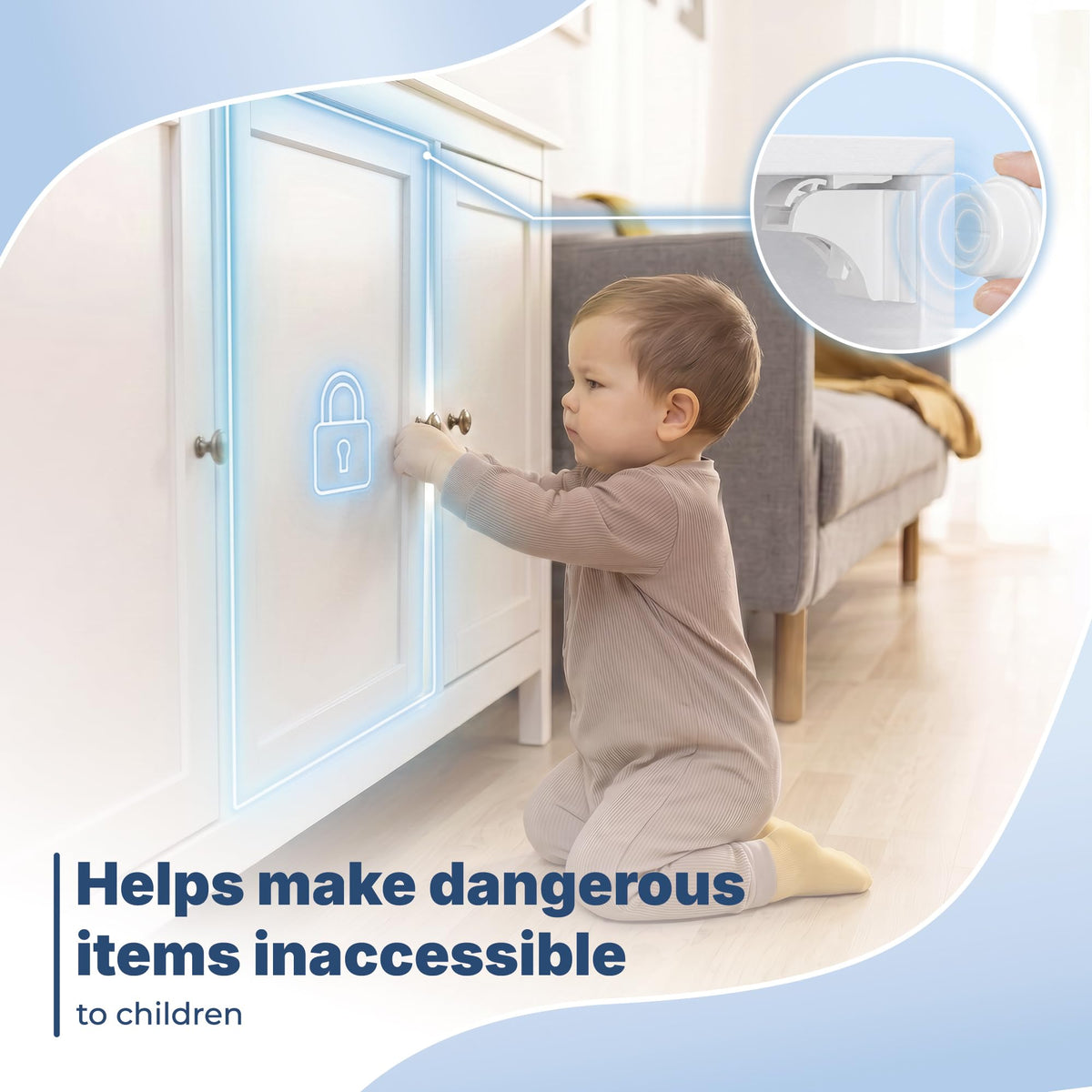 Hoffenbach – 12 Locks & 3 Keys – Magnetic Cupboard Locks – Child Safety Locks for Cabinets, Drawers & Kitchen – Invisible Baby Proofing with Magnet for Doors & Cupboards – White