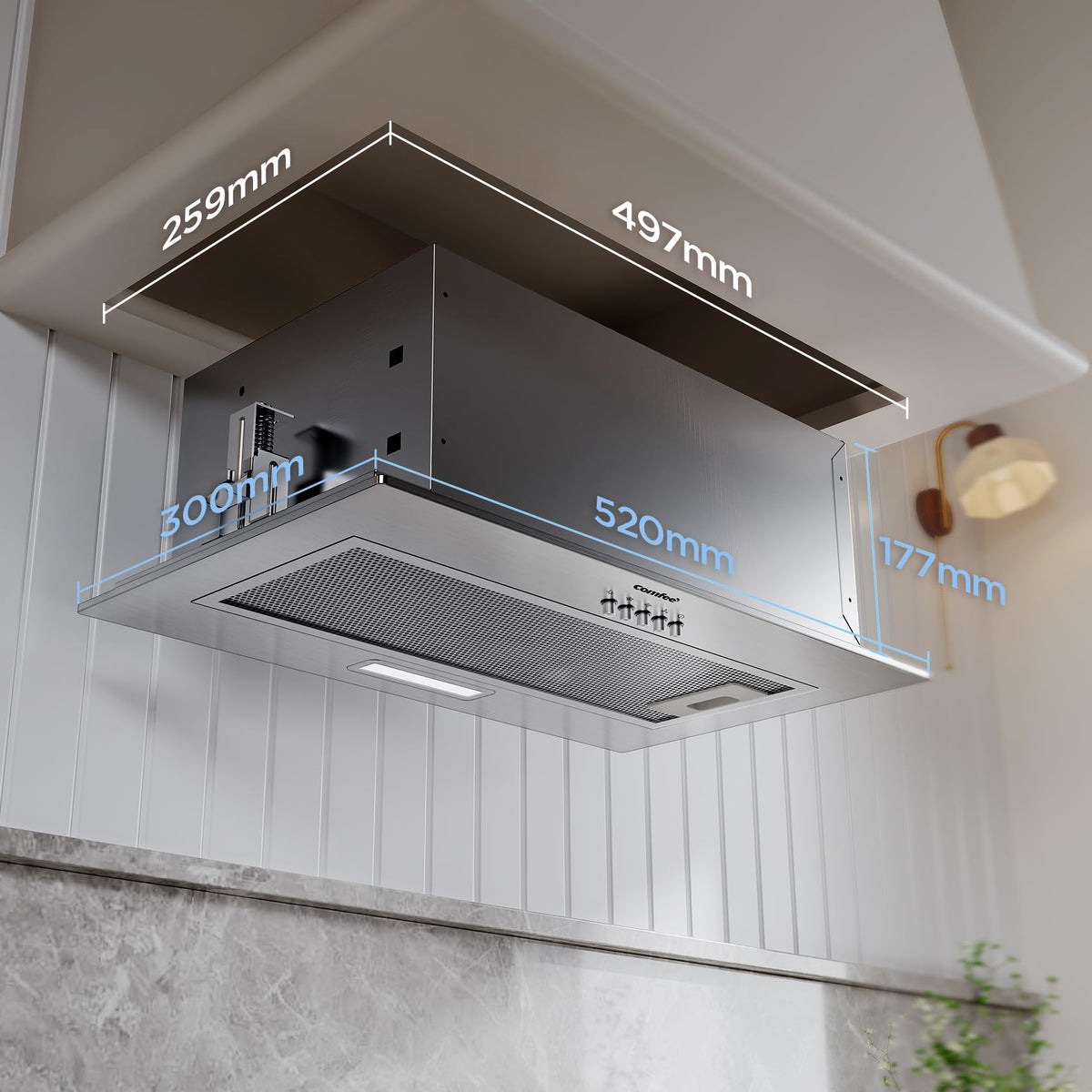 COMFEE' Visor Cooker Hood, Under Cabinet, 60cm Extractor Fan Kitchen