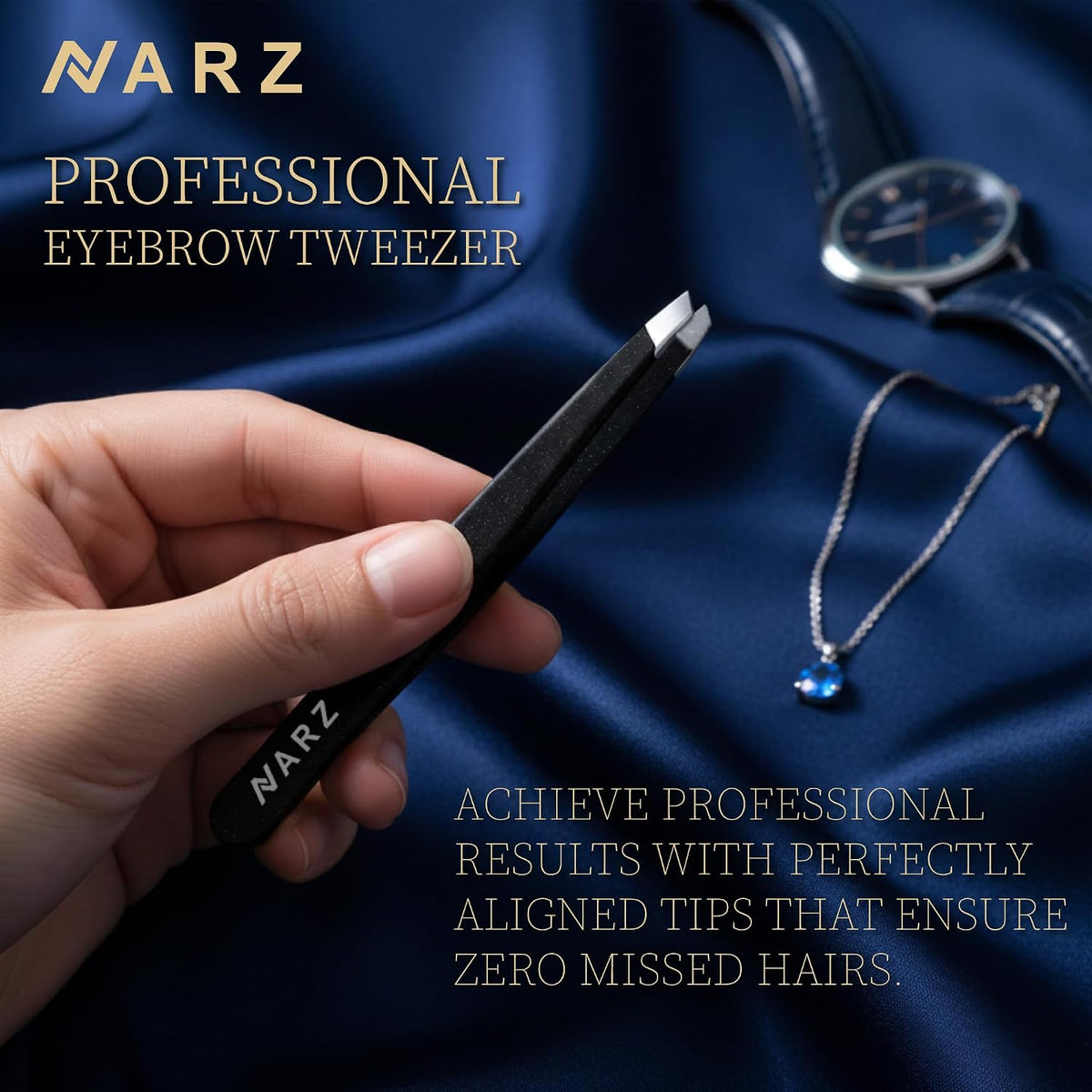 NARZ 1 Piece Professional Tweezer for Facial Hair Women & Men Stainless Steel Precision Tweezers for Ingrown Hair Tweezers for Men & Women (Shiny Black)