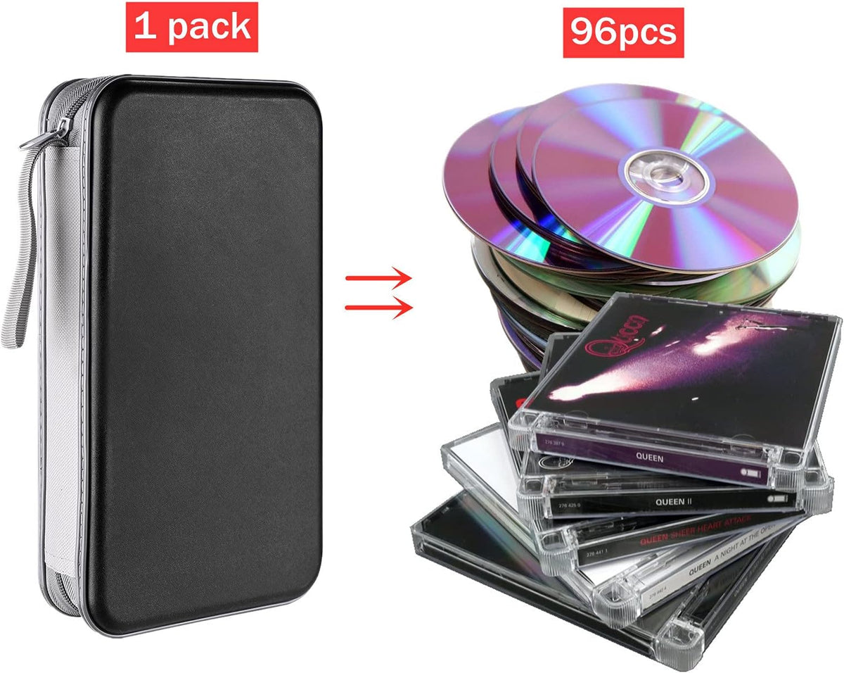 LIOVODE DVD Case, 96 Capacity CD Case Holder Organizer Disc Wallet for Car