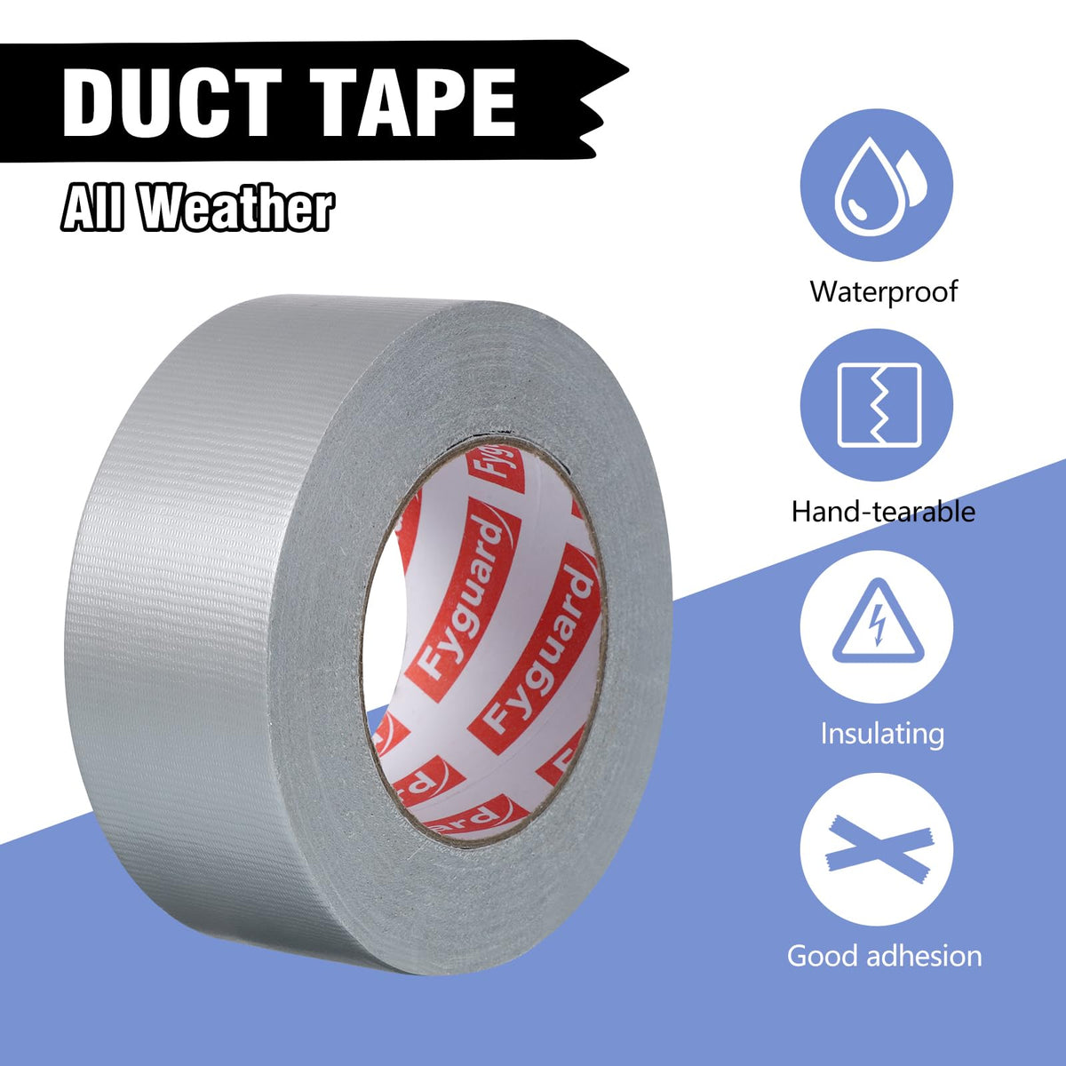 3 Rolls Duct Tape 48mm x 18m 8.5Mil, Silver Gaffer Tape 210μ
