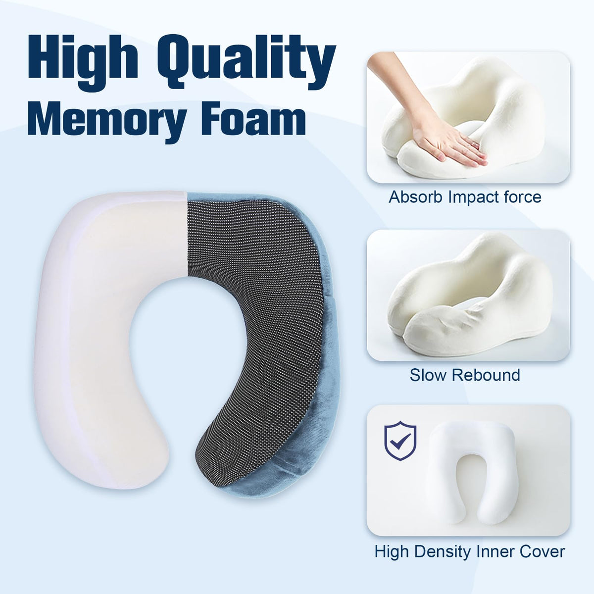 Cirorld Travel Pillow for Airplane, Neck Pillow for Travel, Memory Foam Travel Neck Pillow for Adults, Adjustable & Compact Flight Pillow, Ergonomic Neck Cushion, With Ear Plugs, Eye Mask, Carry Bag
