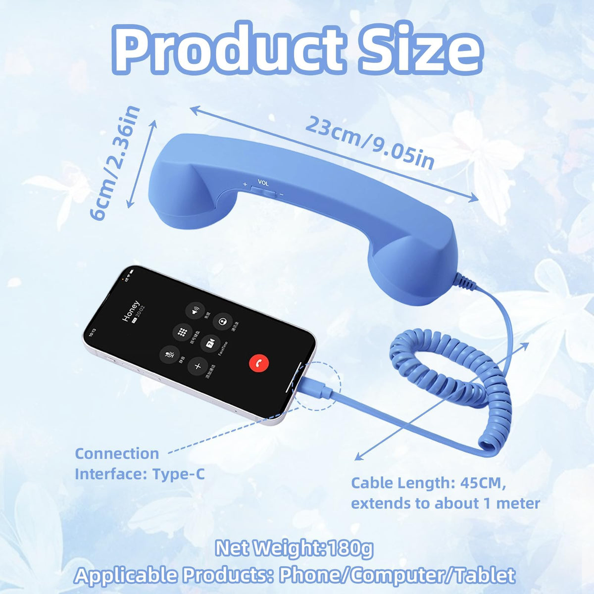 Retro Phone Handset for iPhone & Android, 2026 New Type-C Wired Receiver with Microphone & Speaker (2Pcs(Black and Red))