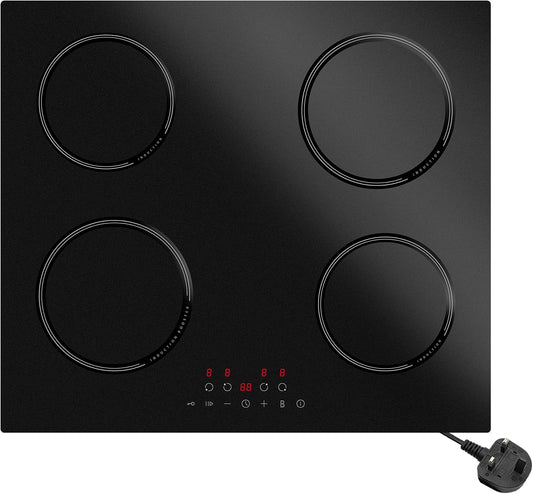 13A Plug in Induction Hob 2800W 4 Zone ILVA Glass Boost Pause ChildLock