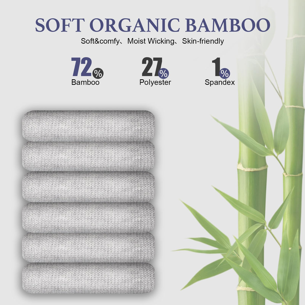Niorasen Men's Extra Wide Diabetic Bamboo Socks, 3/6 Pairs