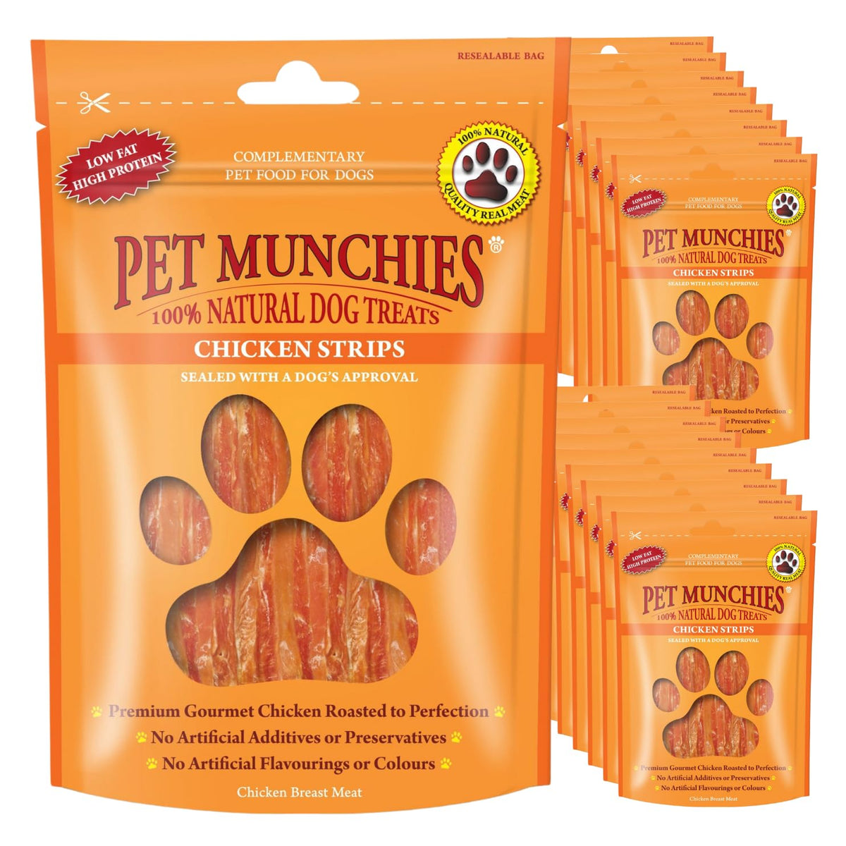 Pet Munchies Venison Strips Dog Treats, Premium Wheat Free Dog Chews with Natural Real Meat, Low in Fat and High in Protein 75g (Pack of 8)
