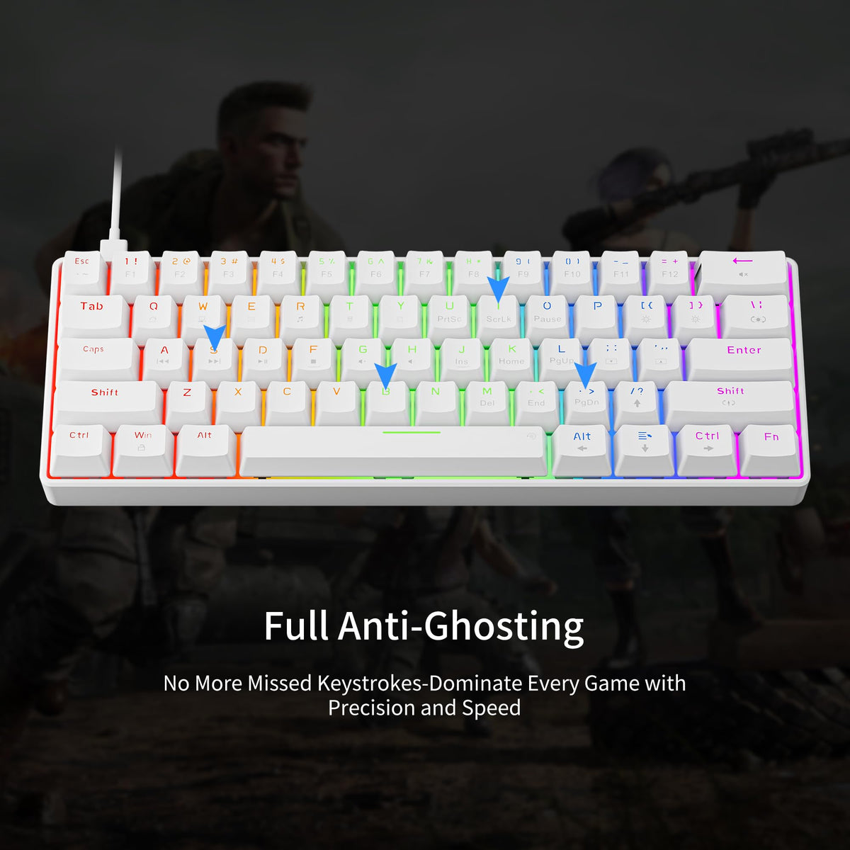 NEWMEN GM611 Gaming Keyboard,60% Percent Mechanical Keyboard Red Switches