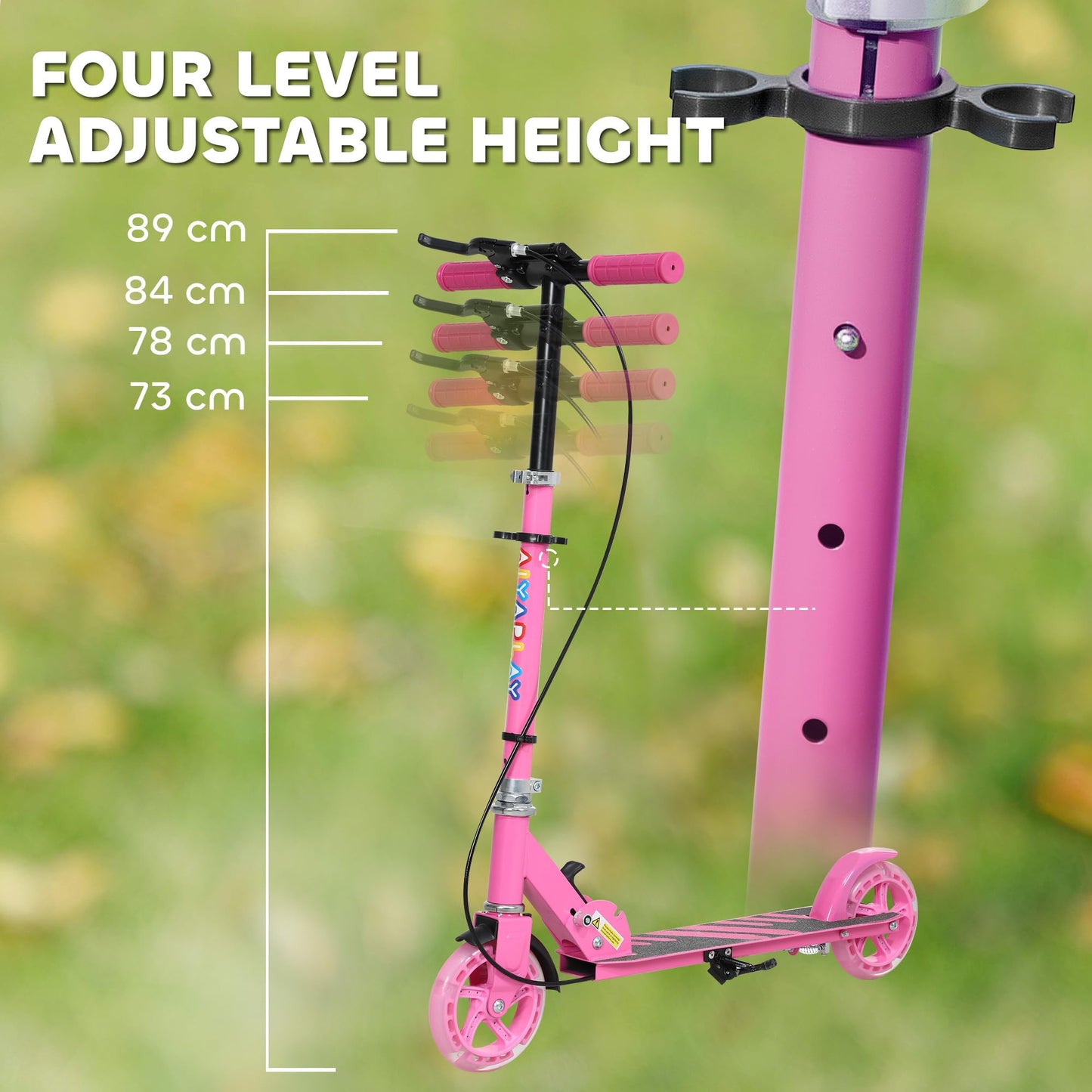 AIYAPLAY Kids Folding Scooter with LED Light-Up Wheels — Ages 3-8, Dual Brakes
