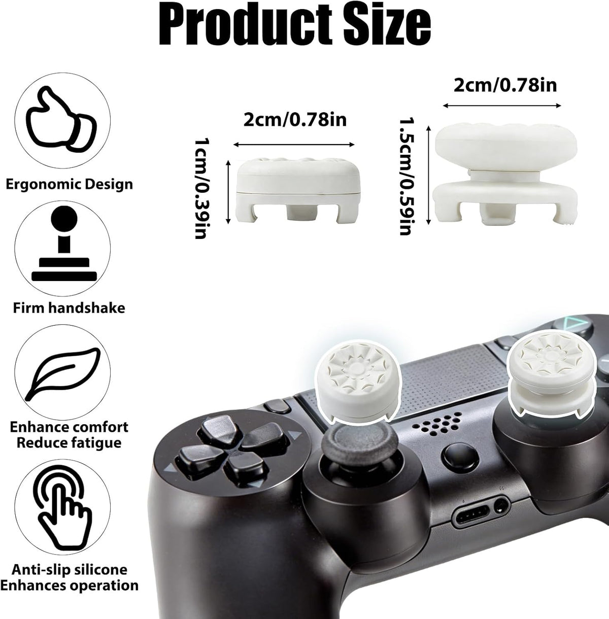 FPS White Thumb Grips for PS4 PS5 Controller Thumbsticks Thumb Stick