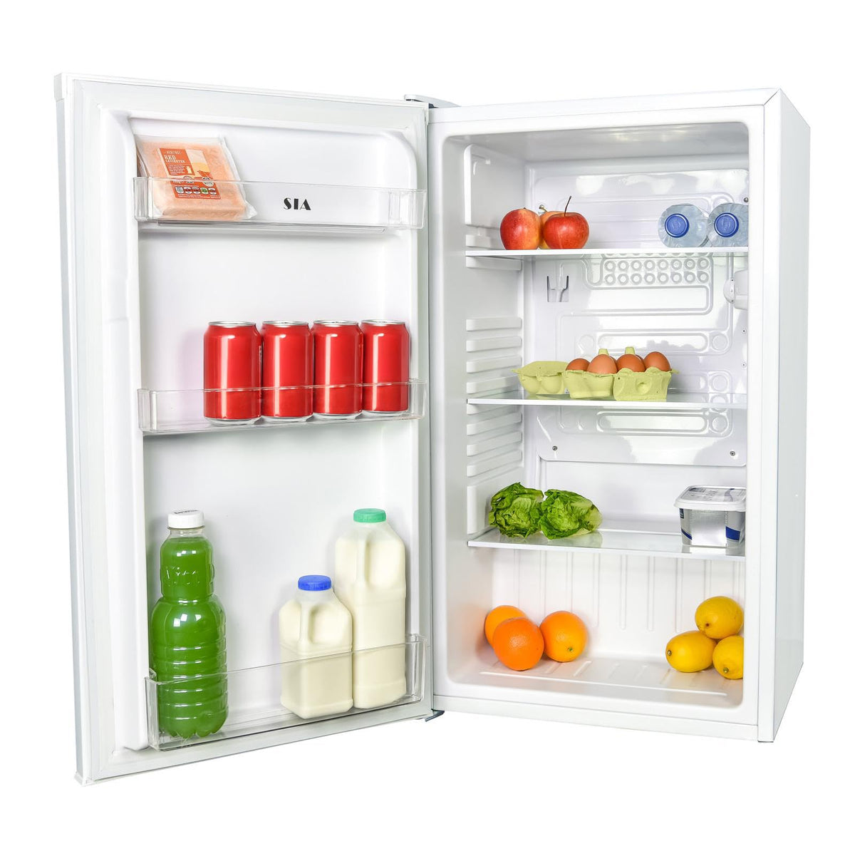 SIA LFS01BL-AMZ1 Black Under Counter Fridge, 91L Capacity, 48cm Wide, Freestanding Larder, E Rated, 2 Years Parts and Labour Guarantee