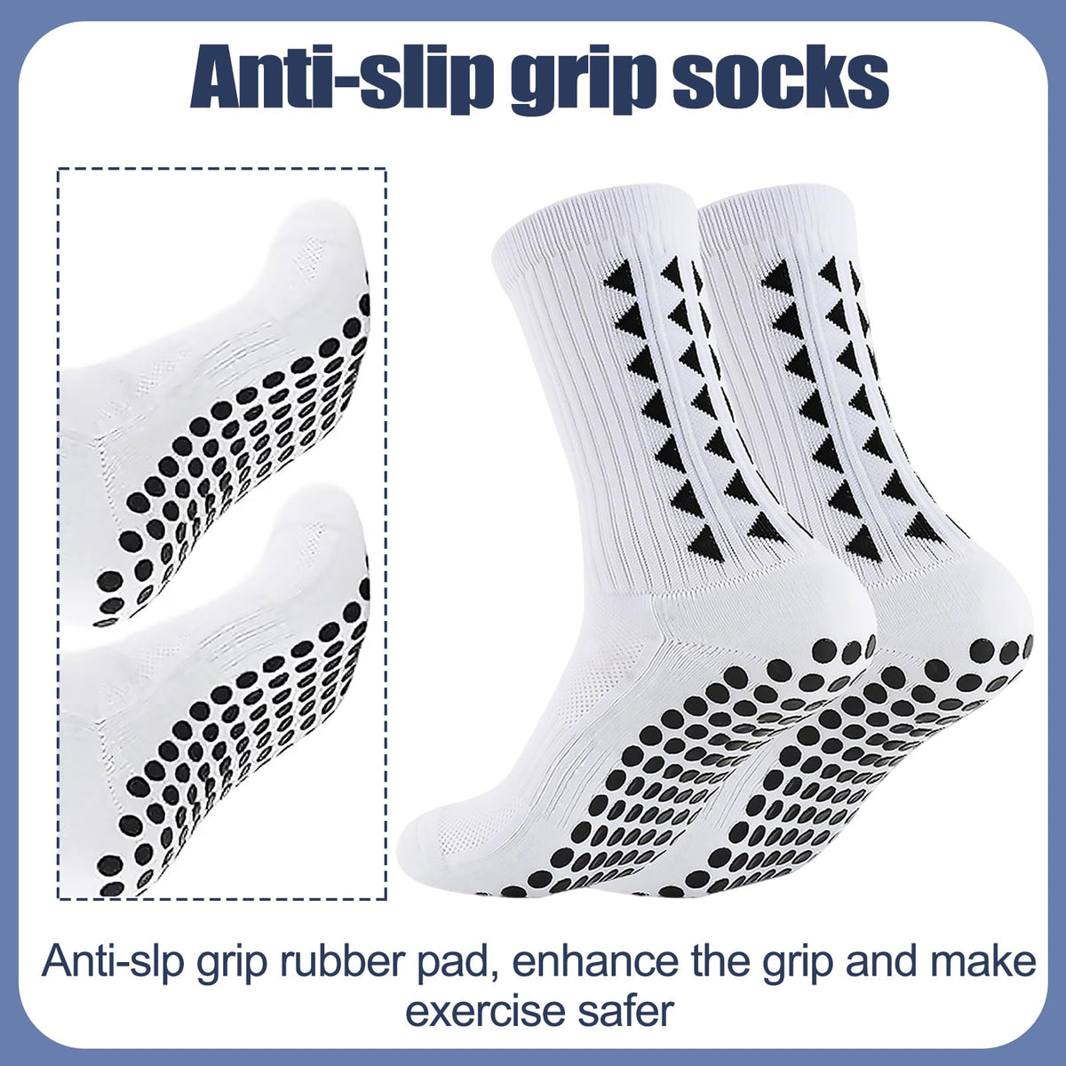 3 Pairs Non Slip Football Socks, Football Grip Socks for Men, Soccer Socks with Rubber Dots for Yoga Running Hiking