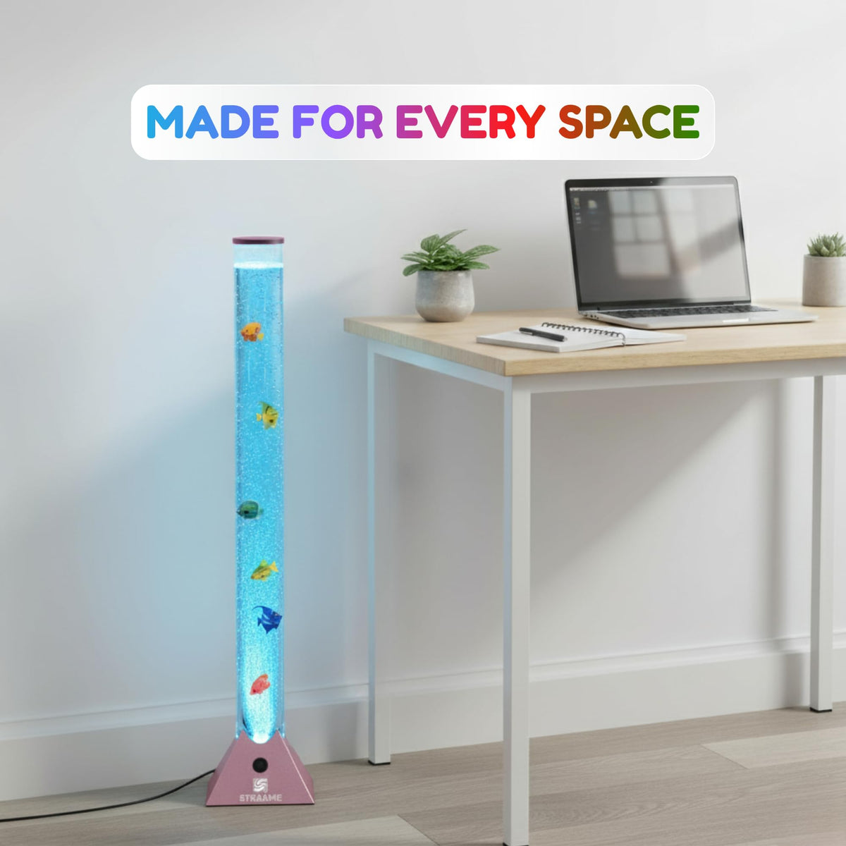 Straame 90cm LED Bubble Fish Lamp, Colour Changing Sensory Lamp, Black Base