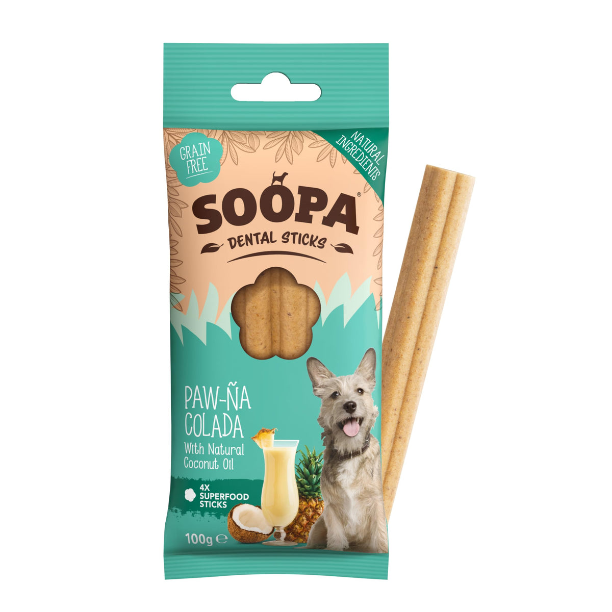 Soopa Carrot & Pumpkin Dog Dental Sticks, Chews to Clean Teeth, 100 g, 1-Pk