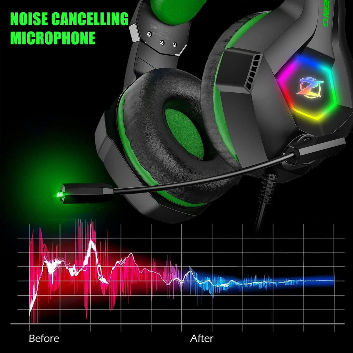 Ozeino Gaming Headset with Microphone for PS5/PS4/Xbox One/PC/Switch, Gaming Headphones with 3D Surround Sound & Noise Cancellation Pink