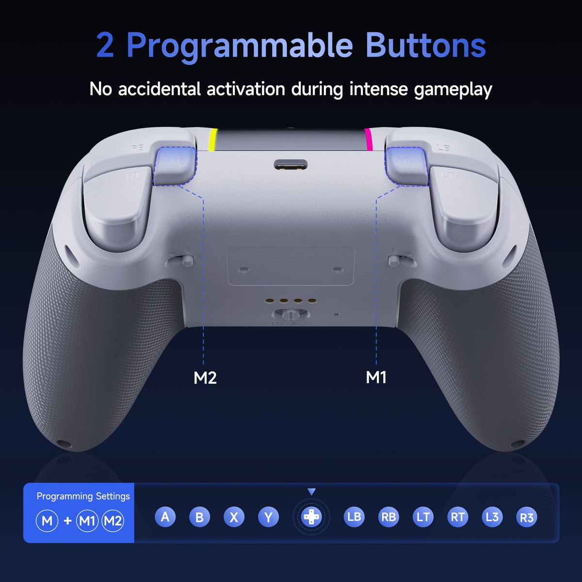 EasySMX X05 Pro Wireless Controller for PC Ergonomic Skin-Like Grip, Quiet-Touch Low-Noise Buttons, Dual Triggers, Hall Joysticks, 2 Programmable Buttons, RGB, 1000mAh Battery