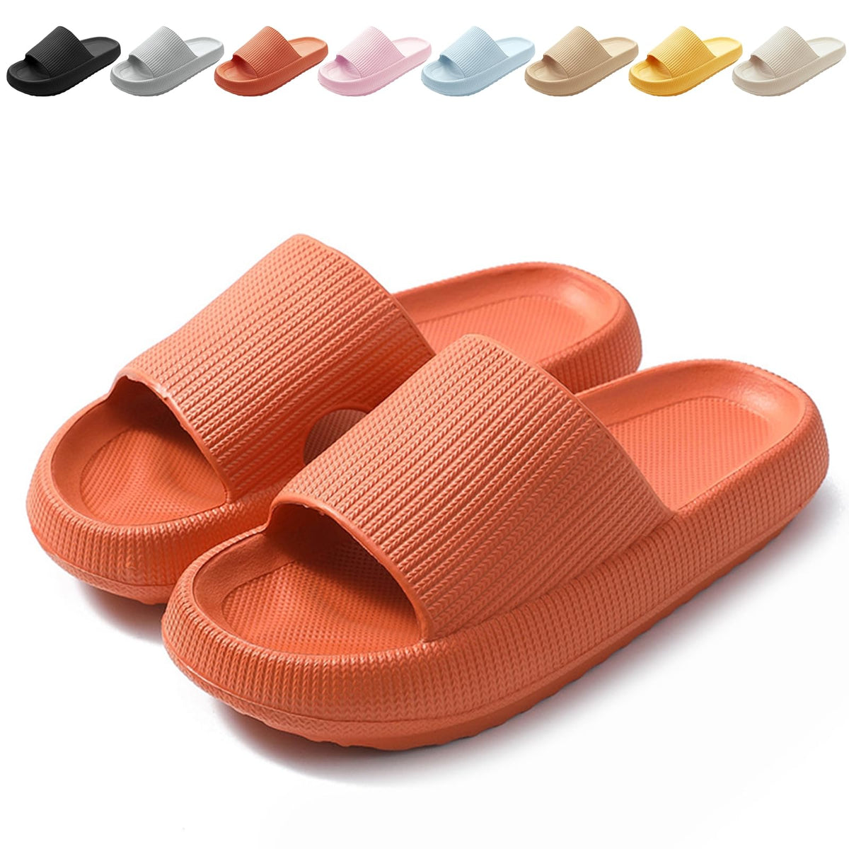 BHFRGAS Sliders Cloud Slippers Women Men，Non-Slip Mens Womens Slippers Cloud Sliders，Soft Flip Flops with Thick Sole for Shower Bathroom Pool Beach