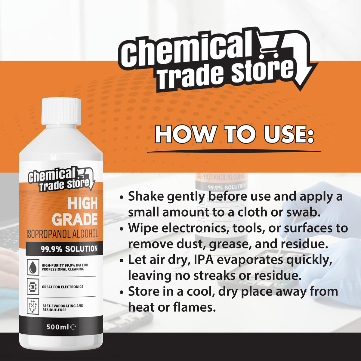 Isopropanol Alcohol 99.9%, 1 Litre - High-Purity Isopropyl Alcohol IPA, Solvent & Cleaner For Electronics, PC & Phone Cleaning, Ink Removal, Surface Prep, Lab & Industrial Use