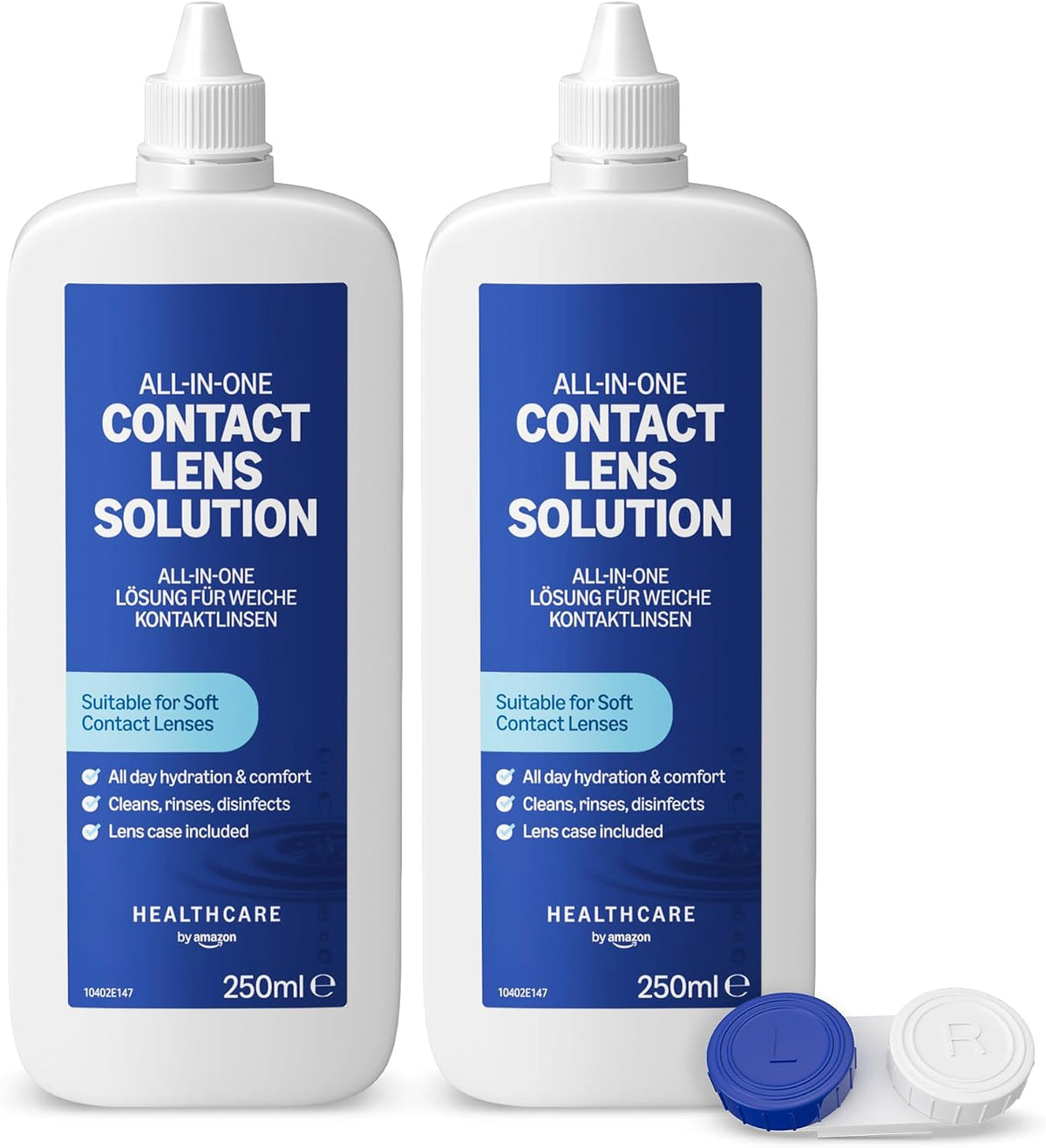 Healthcare by Amazon All-In-One Contact Lens Solution – For Soft Lenses, Bio-Tolerable for Sensitive Eyes, 2 x 250 ml