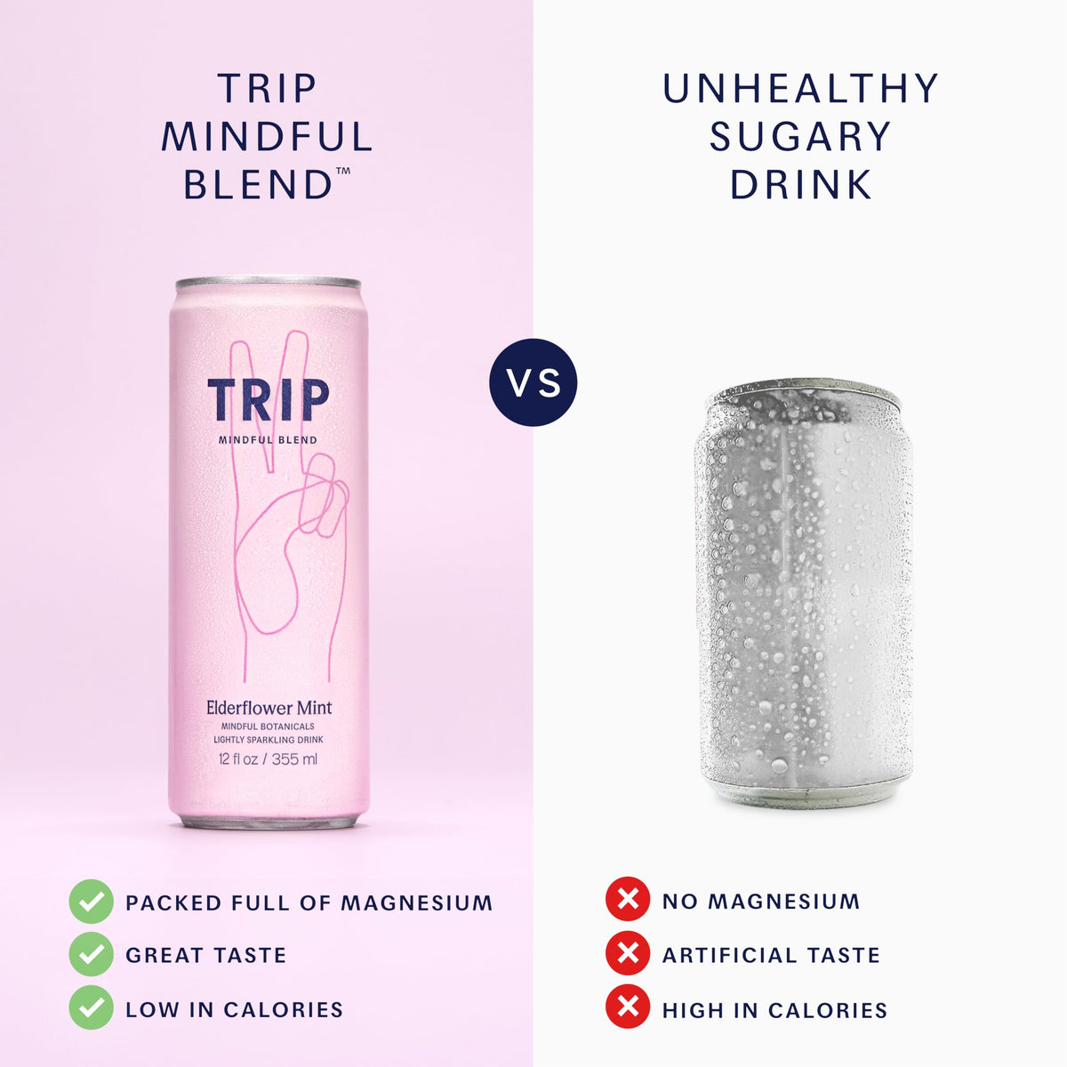 TRIP Cucumber Mint Sparkling drink with 120MG calming Magnesium + Lion’s Mane + Chamomile + Lemon Balm. Low Calorie and Vegan (Pack of 12 x 250ml) - Packaging Might Vary