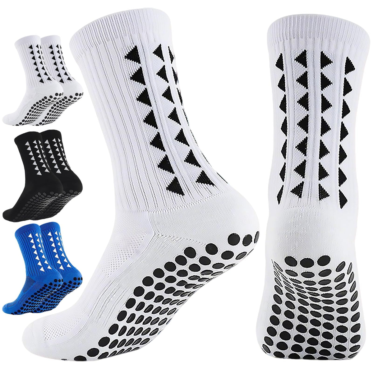 3 Pairs Non Slip Football Socks, Football Grip Socks for Men, Soccer Socks with Rubber Dots for Yoga Running Hiking