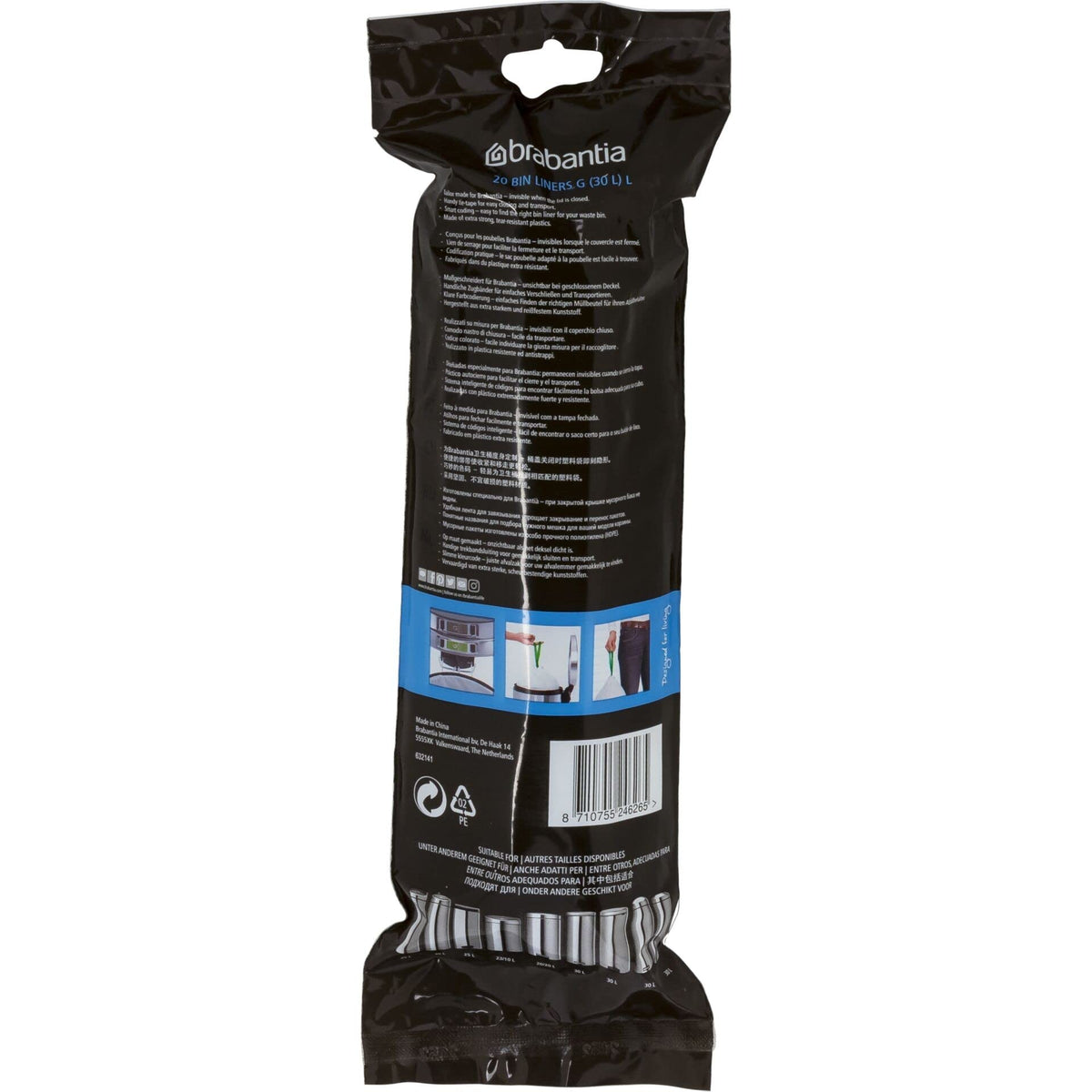 Brabantia Heavy Duty Perfect Fit Bin Liners (5 Packs of 20) 10-12 Litre