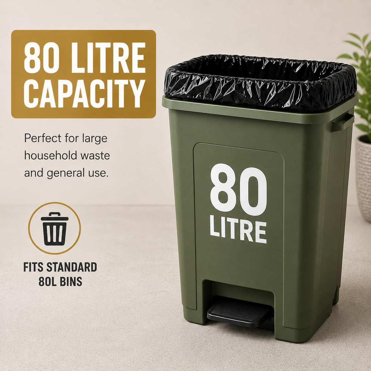 Haya Home 50L 50 Bin Bags Heavy Duty Bin Liners, Black Plastic Refuse Sacks large Garbage Waste Dustbin Bags for Kitchen Home Office DIY Garden from 100% Recycled Material