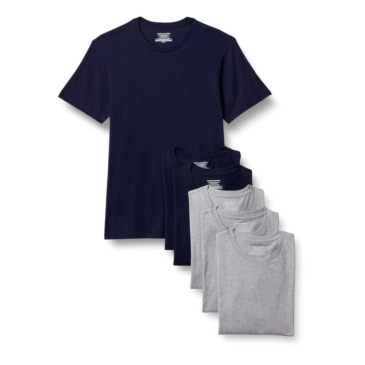 Amazon Essentials Men's Vests - Slim-Fit Cotton Crew Neck, Short and Long Sleeve T Shirt, Pack of 6, Undershirt and Vests for Men