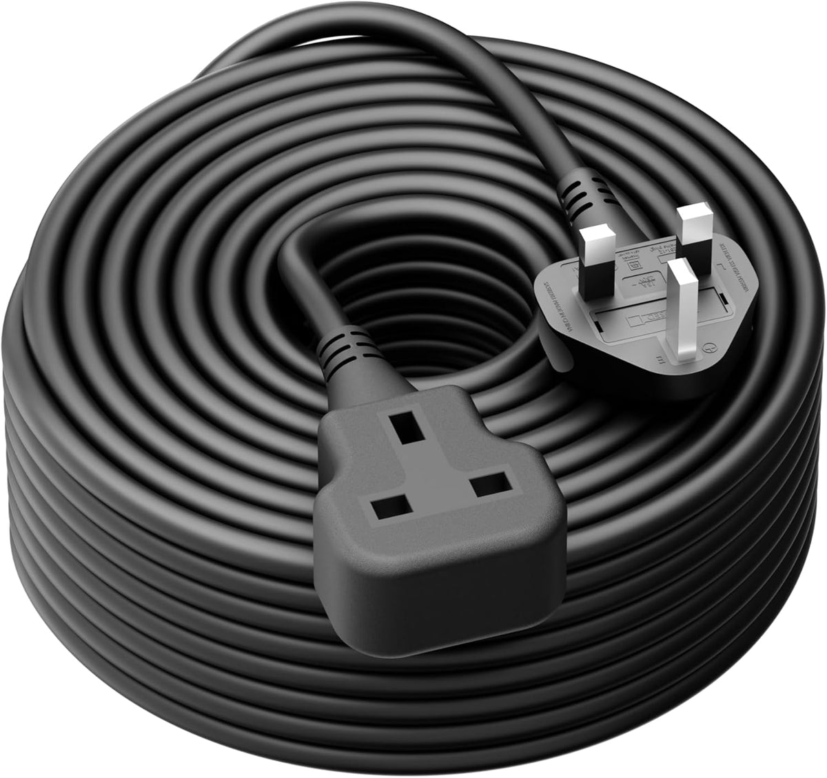 LIPWEL Outdoor Extension Lead 15m Extra Long Cable UK 13A Fused Plug Extension Socket Black 1 Way Socket Outside Using for Garden