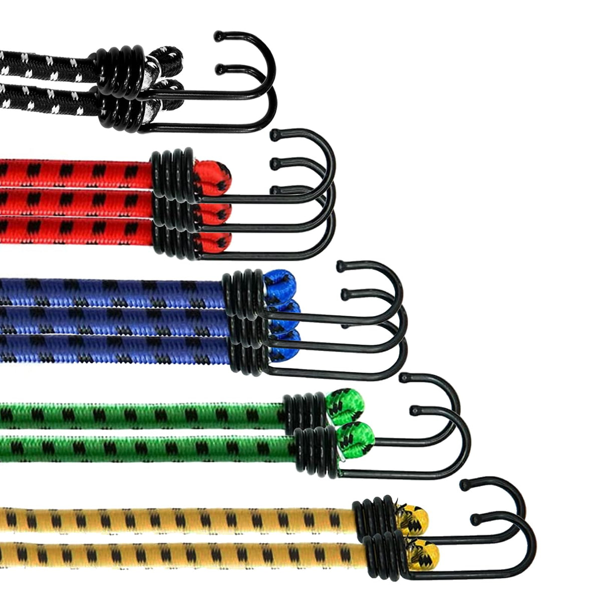 ANSIO Bungee Cords with Hooks 16” (40cm), Pack of 10 Bungee Straps - Red