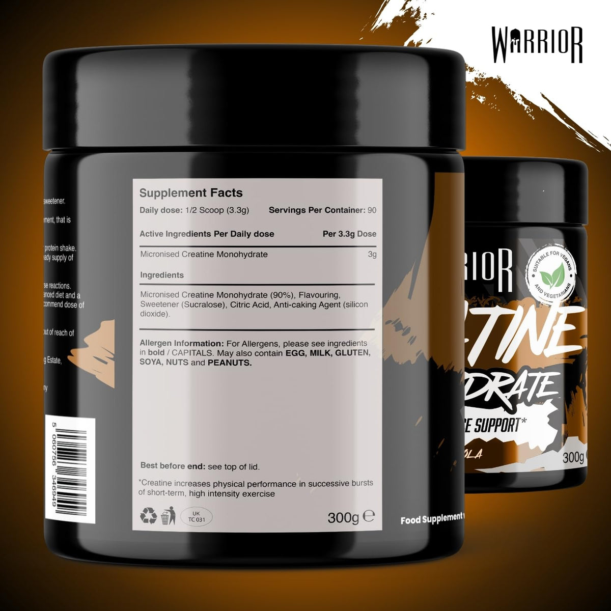 Warrior Creatine Monohydrate Powder 500g Pure Micronised (166 Servings)