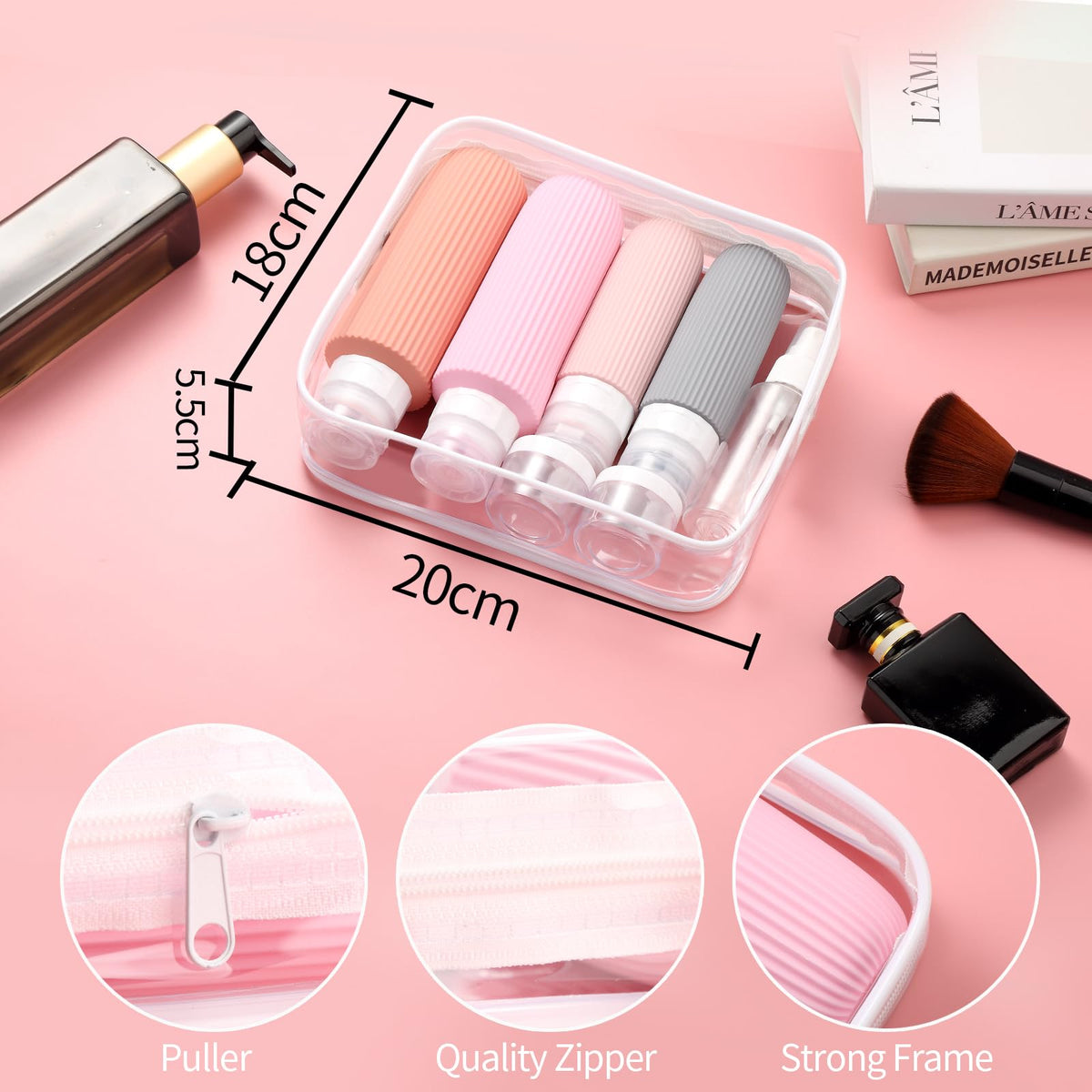 Mrsdry Travel Bottles for Toiletries, 16 Pack Silicone Travel Bottles Set, Leakproof Travel Size Toiletries, BPA Free Travels Containers for Toiletries, Traveler Accessories for Shampoo Conditioner