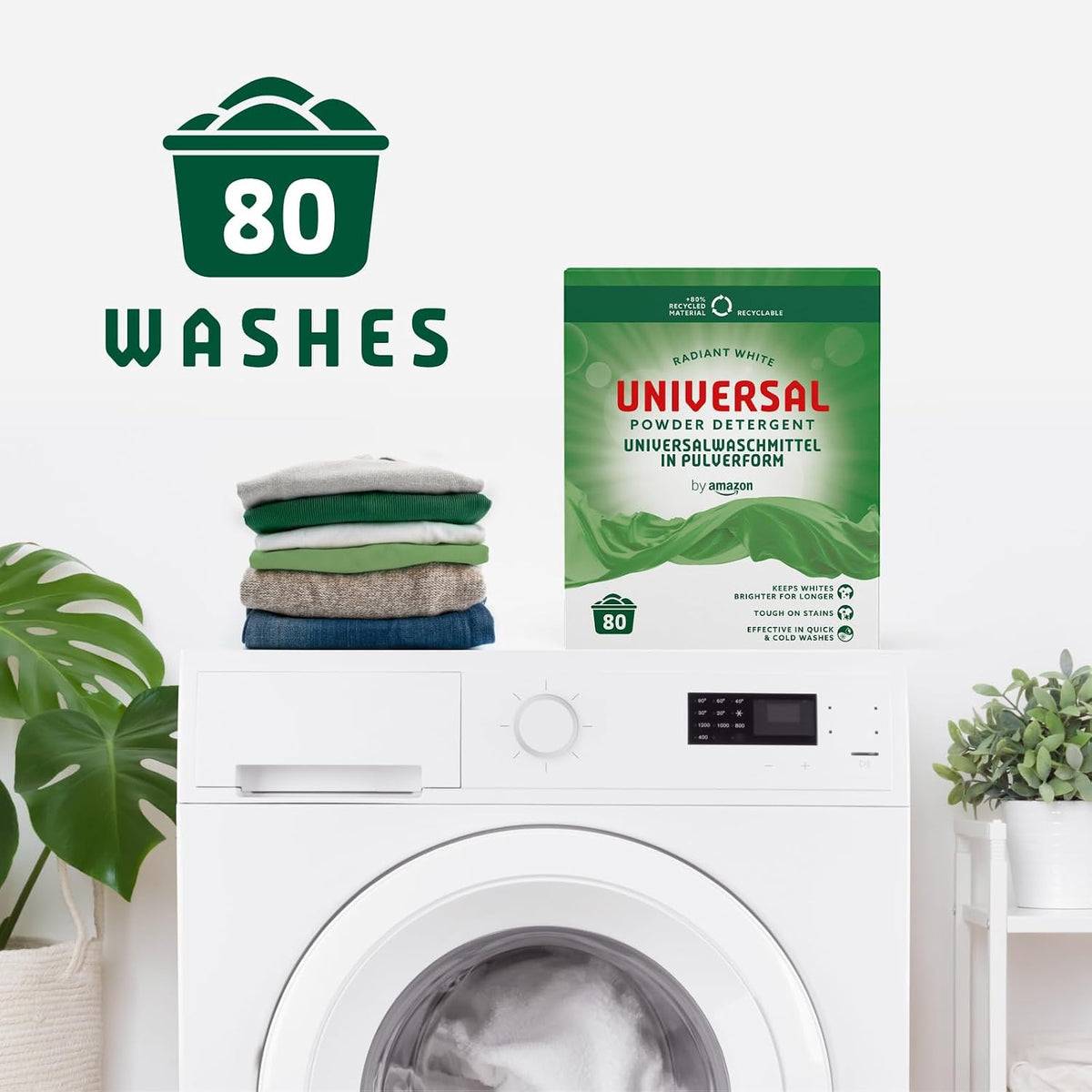 by Amazon Universal Powder Detergent, 4.8kg, 80 washes