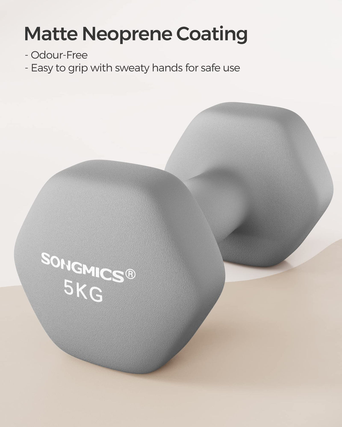 SONGMICS Set of 2 Hex Dumbbells with Neoprene Coating for Strength Training, Fitness, Home Workout