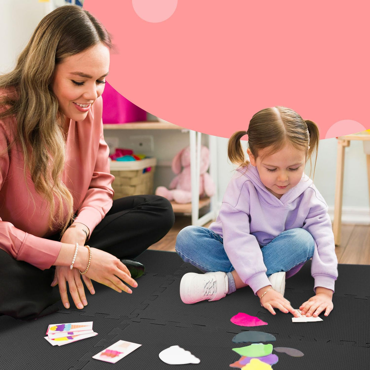 kidoola Foam Baby Play Mat (29x29cm) – Thick & Soft EVA Foam Interlocking Floor Tile Matting for Children – Large Multi Colour, Safe & Comfortable 7mm Thick Play Flooring (9pc)