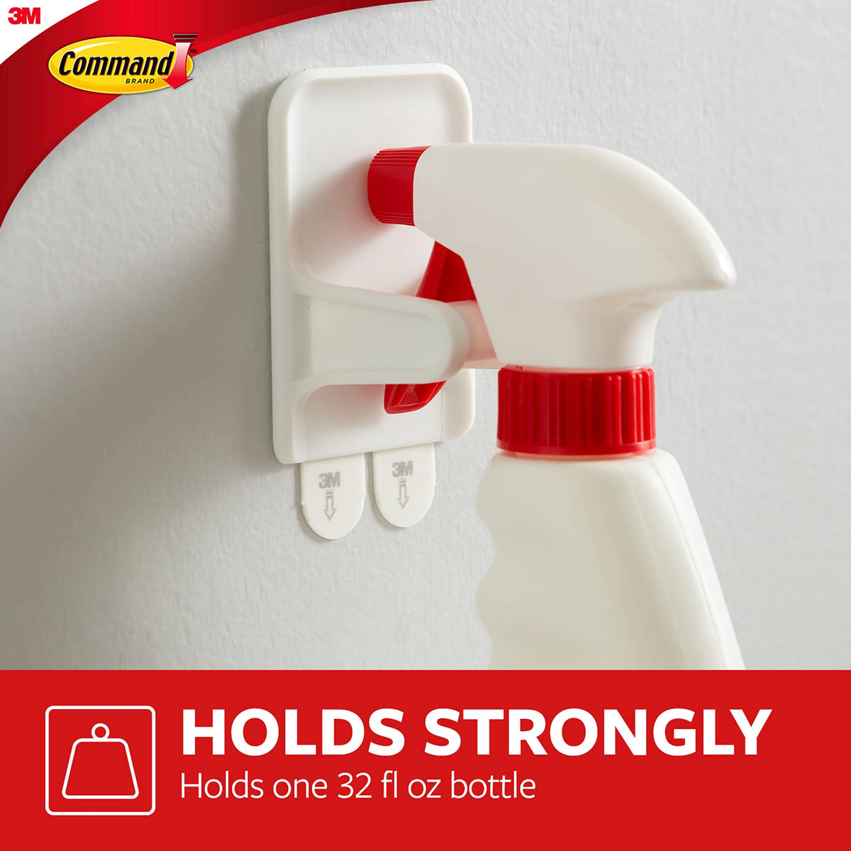 Command Broom Grippers, White, 2 Hooks and 6 Adhesive Strips