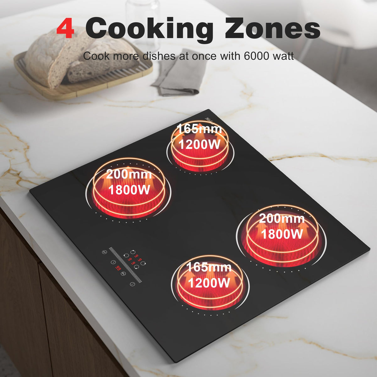 Hobsir Plug in Ceramic Hob, 2 Ring Electric Hob 60 cm