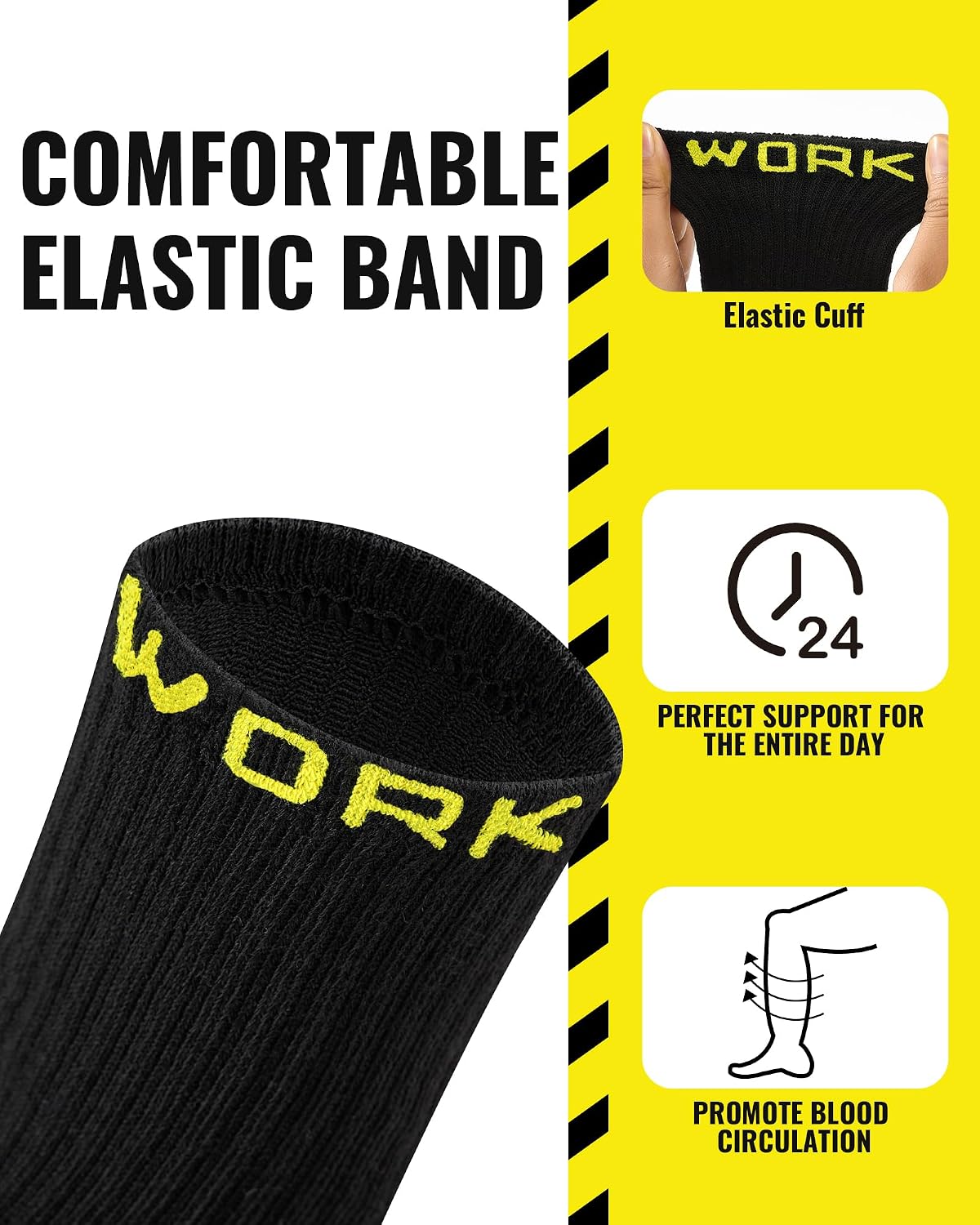 Men's Work Socks Heavy Duty Cushioned Crew Durable 10 Pairs