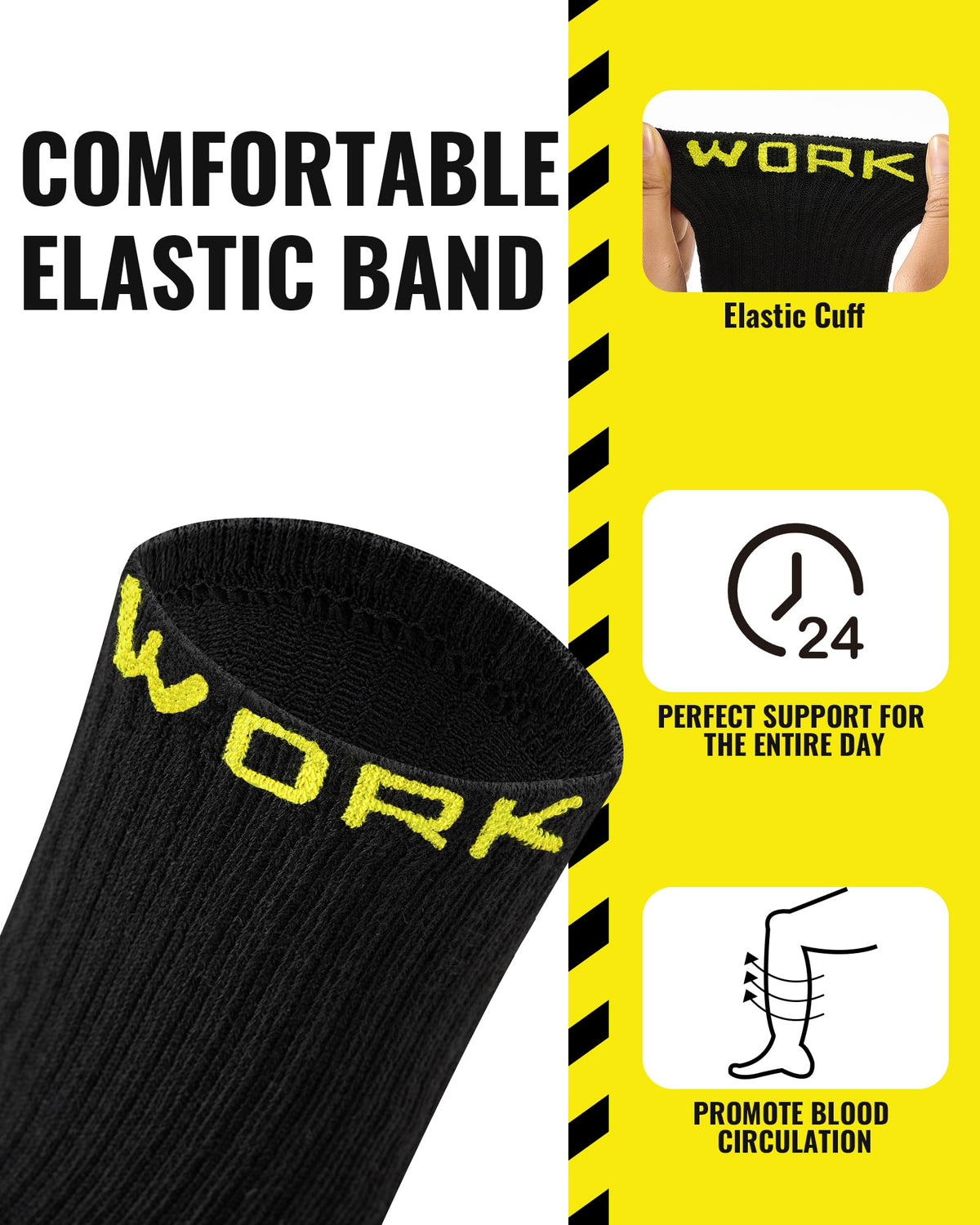 Men's Work Socks Heavy Duty Cushioned Crew Durable 10 Pairs