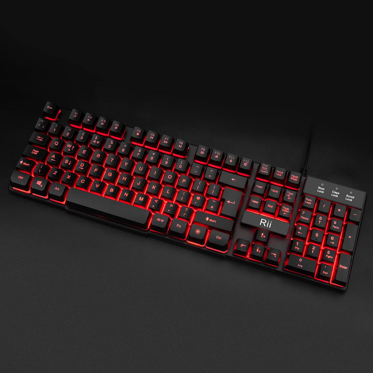 Rii Gaming Keyboard,USB Wired Keyboard with Rainbow LED Backlit Mechanical Feeling for Working Gaming (UK Layout)