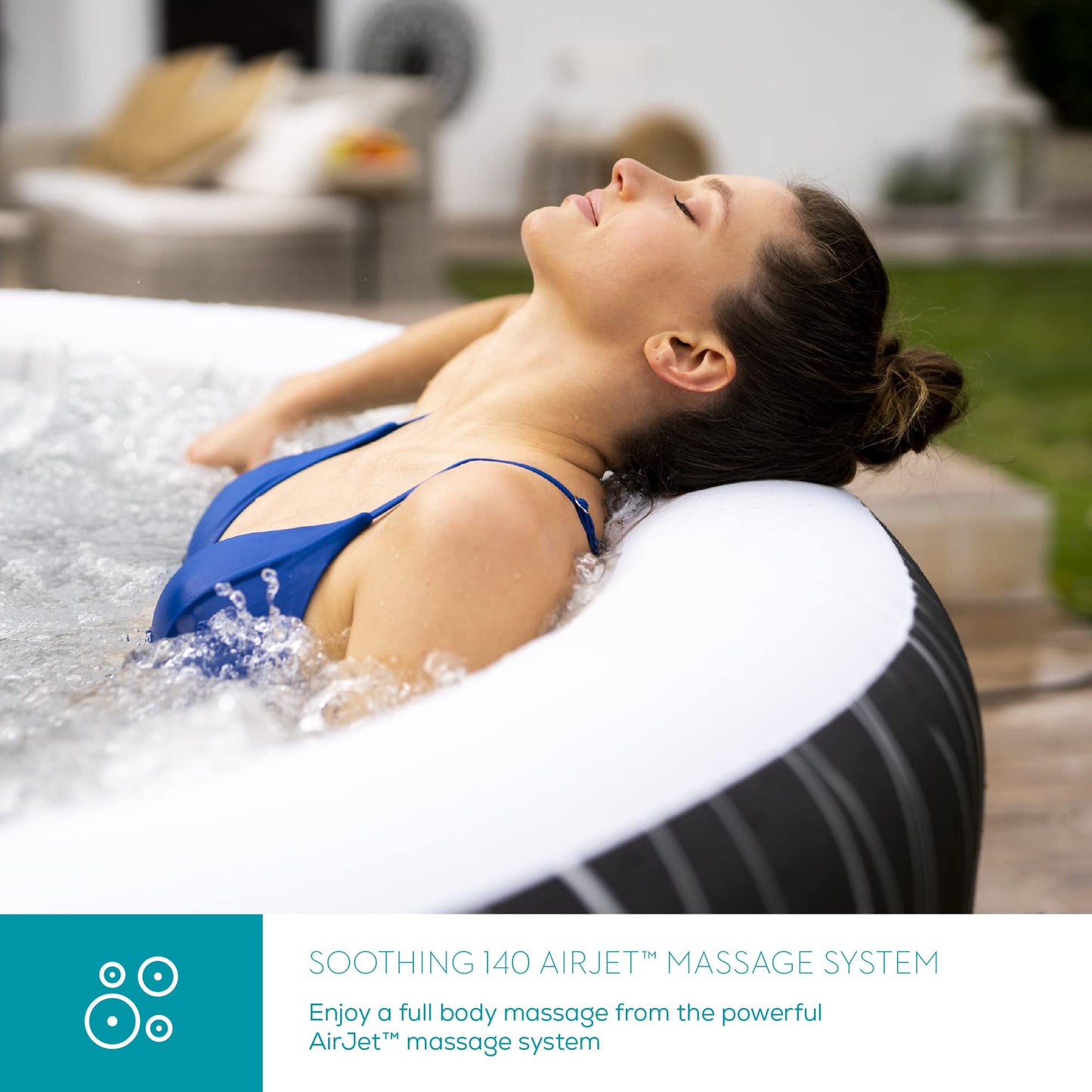 Lay-Z-Spa Paris Luxe AirJet Inflatable Hot Tub with 140 AirJets, LED Lighting System, FreezeShield, Energy-Saving Timer & Ultra-Durable TriTech Construction, Fits Up to 6 People