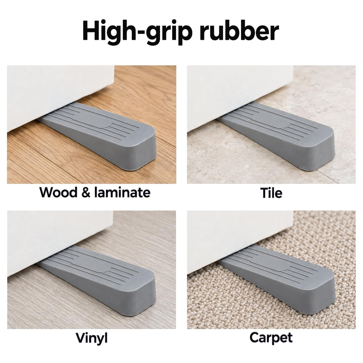 Merriway BH02509 Heavy Duty Non Slip Rubber Door Wedge, Grey, Pack of 1