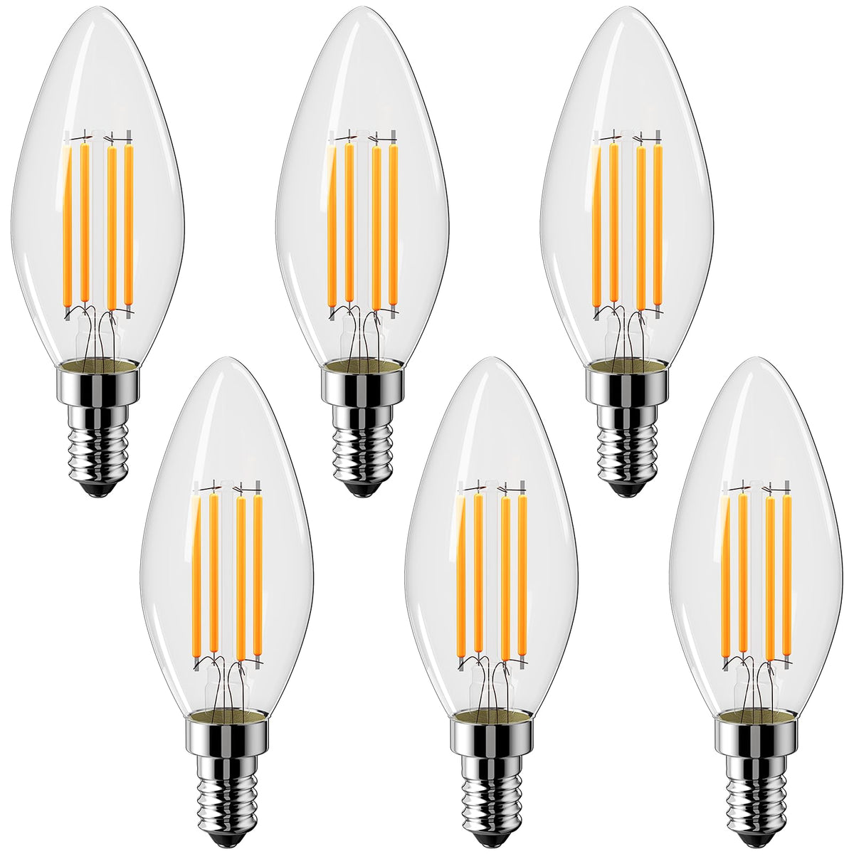 Vanke E14 LED Light Bulb, 4W (40W Equivalent), Warm White 2700K, 4-Pack