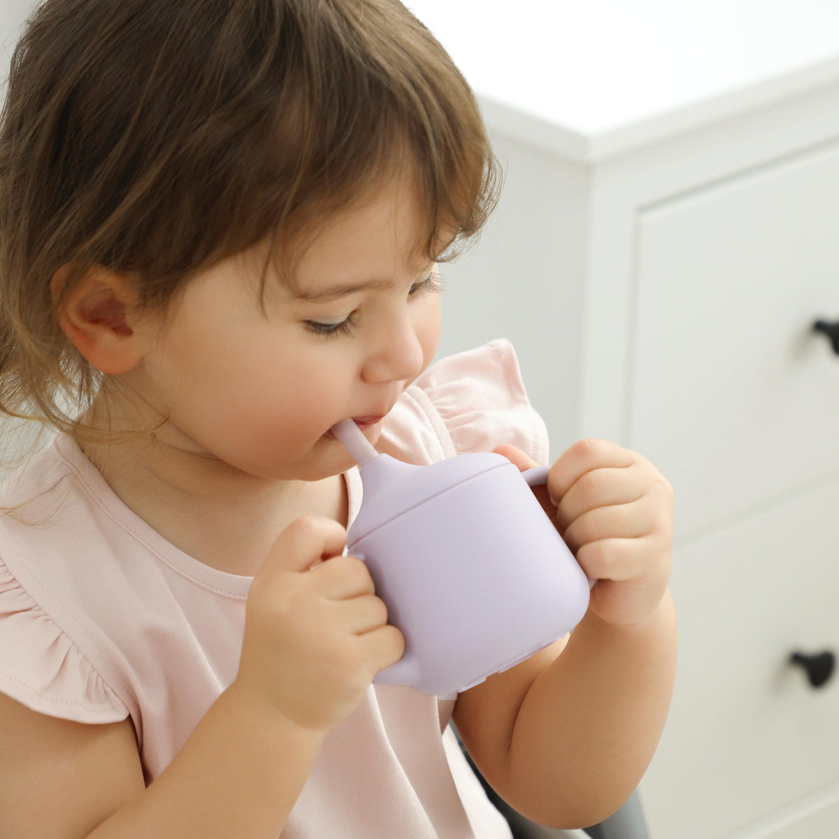 Moonkie Baby Cup | Silicone Open Cup Baby from 6 Months | Weighted Base (Anti-Tip) | BPA Free | Capacity Markings | 60ml (Ether)