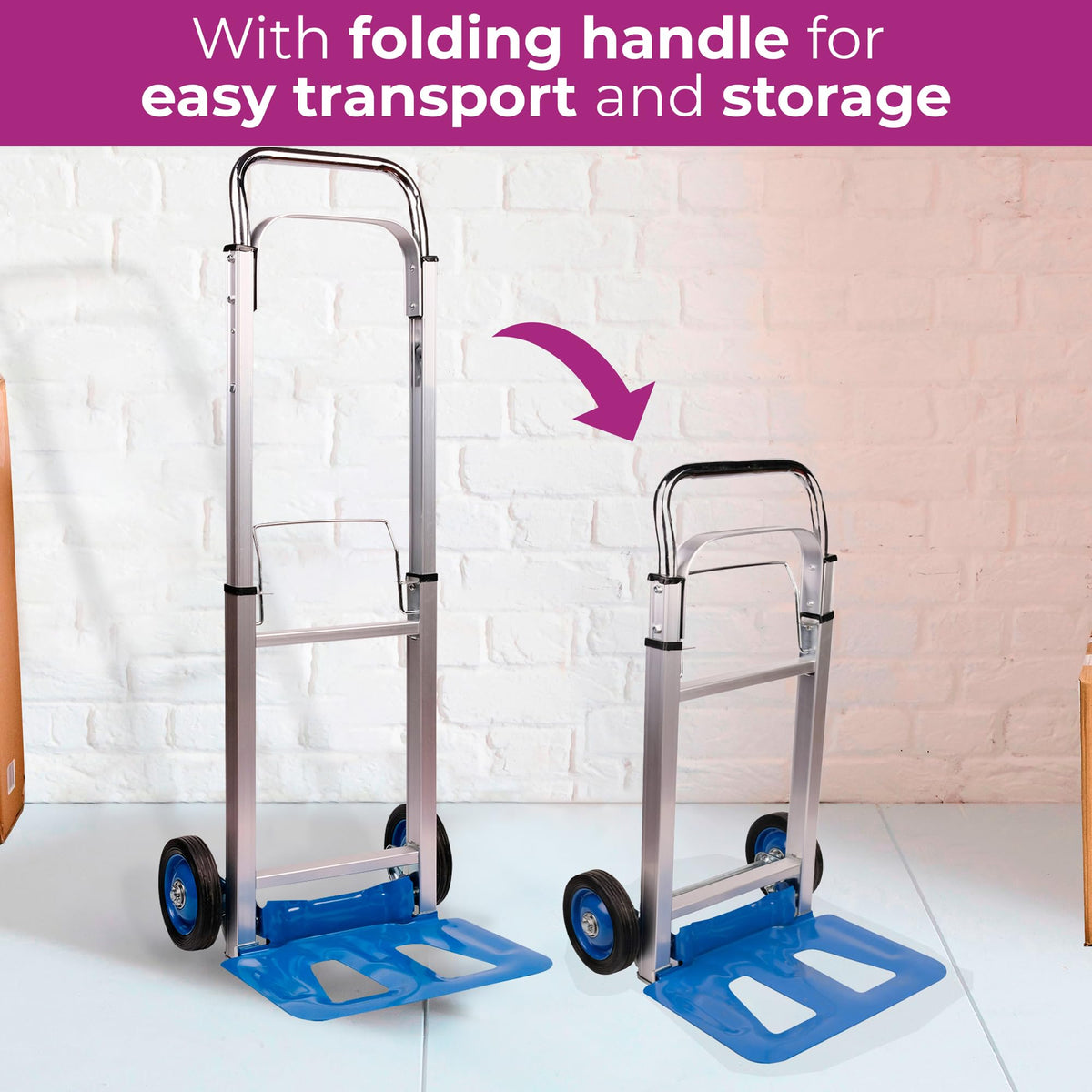 Neo Heavy Duty Aluminium Folding Sack Trolley Hand Truck Barrow Transport Wheels Extendable Handle (100 kg))