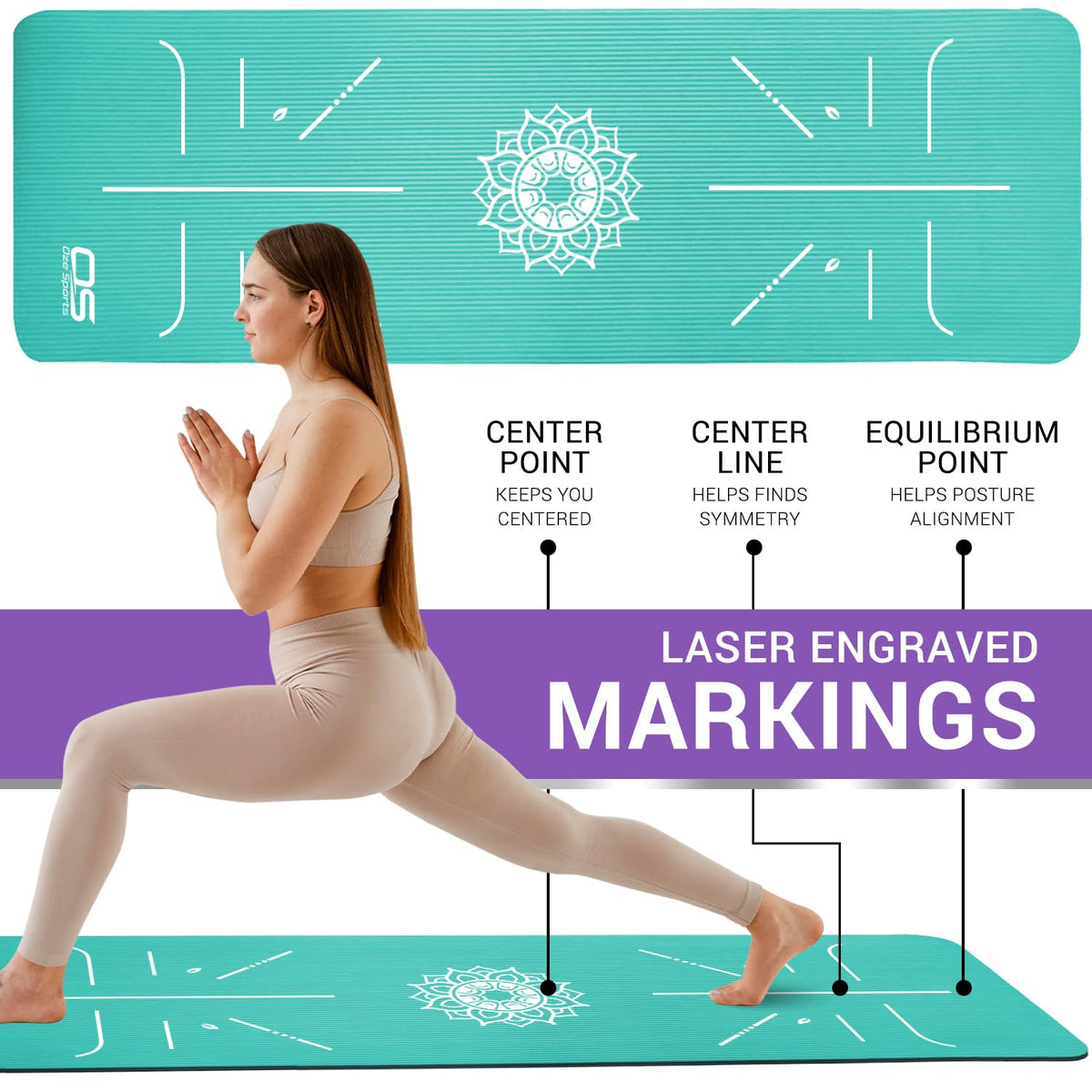 OZE SPORTS Yoga Mat, NBR Foam, Extra Thick, Non-Slip, High Density, Large, for Pilates, Gymnastics, HiiT and Fitness, with Free Carry Strap
