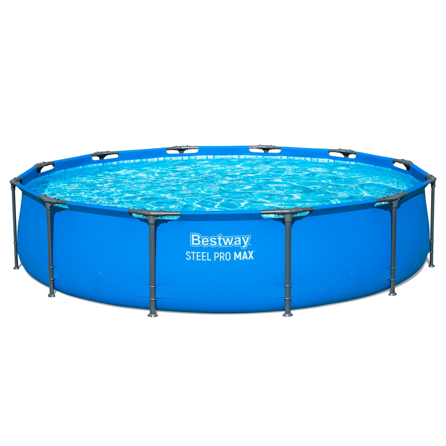 Bestway Steel Pro Round Frame Swimming Pool 12 ft with Filter Pump, 366 x 76 cm Above Ground Pool, Tri Tech Durable Liner, Rust Resistant Steel Frame, Easy Setup Garden Pool - Blue