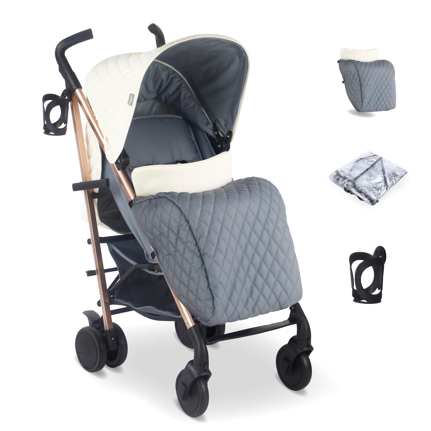My Babiie MB51 Stroller – from Birth to 4 Years (22kg), Lightweight, Umbrella Fold, Travel Buggy for Toddlers, Pushchair Includes Footmuff, Cup Holder, Rain Cover - Blush Pink