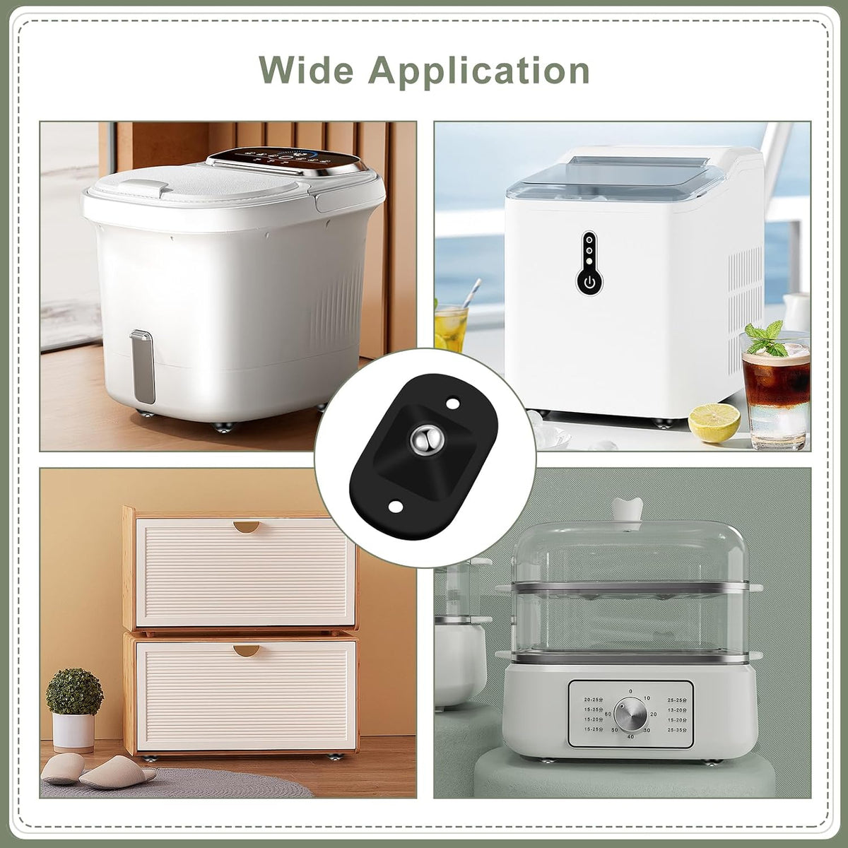 12 Pcs Self Adhesive Small Appliance Rollers,Small Caster Wheels 360°Rotation Universal Appliance Wheels for Kitchen Appliances on The Counter,Storage Box,Small Furniture(Black)